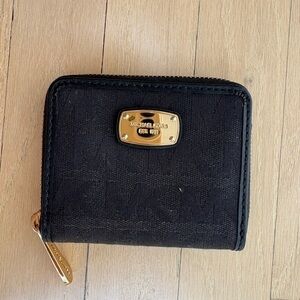 Michael Kors Black and Gold Zip Wallet